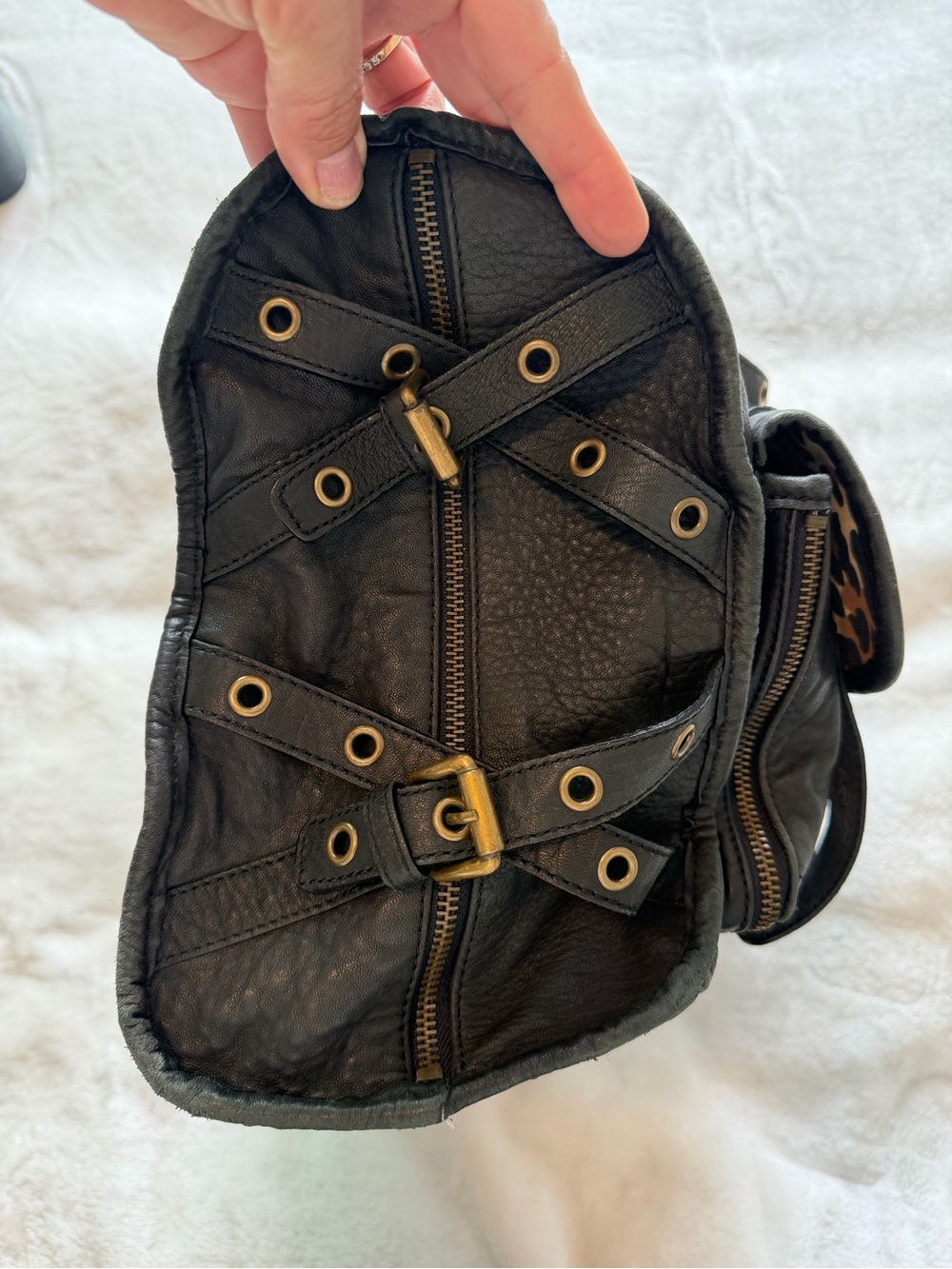 Vintage Betsey Johnson Black Shoulder Bag with Gold Hardware and Stud Accents - Picture 11 of 16